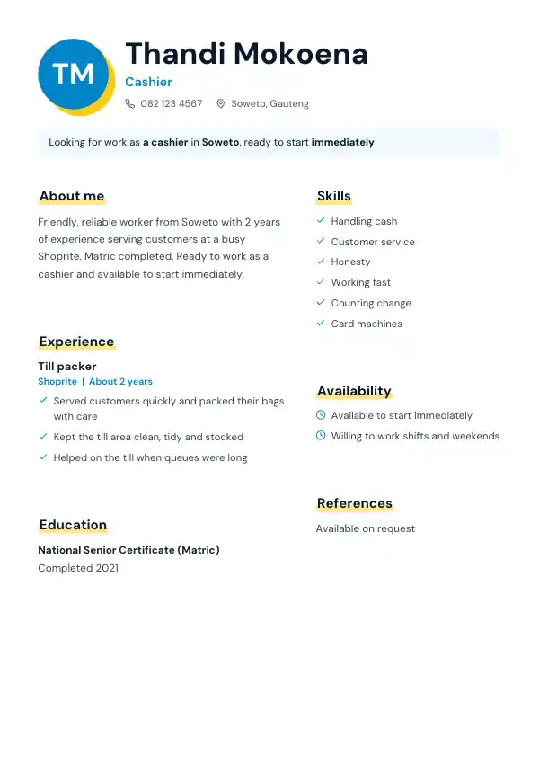 An example CV made by Vantum AI